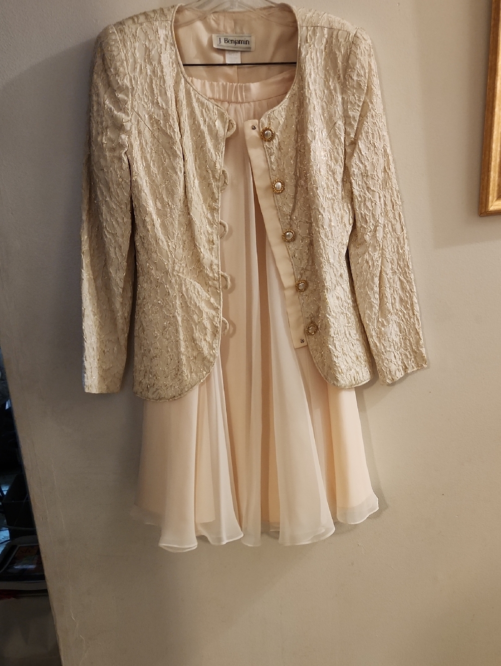 Cream Lace Jacket & Dress Set - Elegant Cream Women's Dress